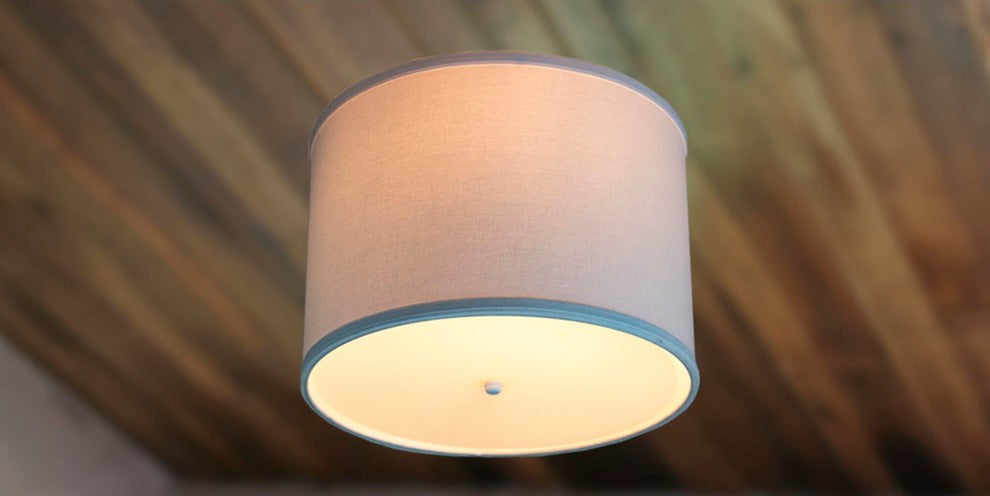 Moderne Flush Mount Conversion Kit 14"w White Fabric Drum Lampshade