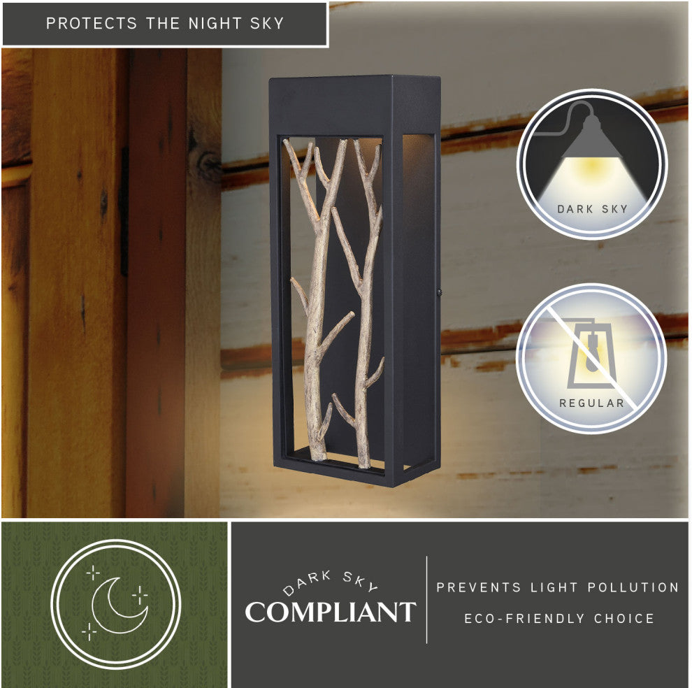 Ocala 6"W LED Outdoor Wall Light Textured Black with Poplar