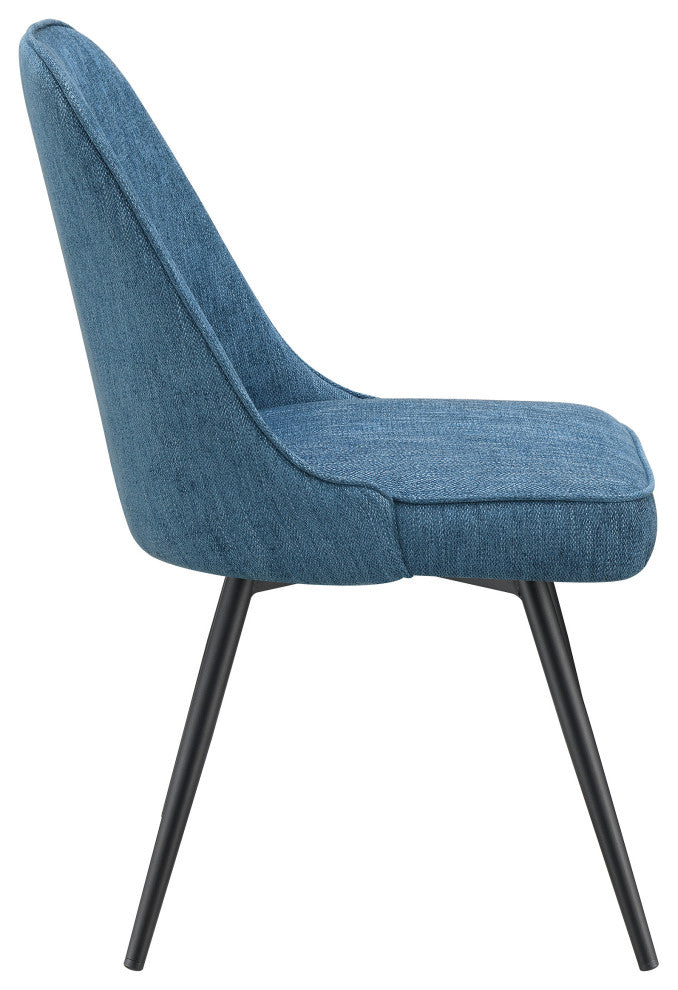 Martel Swivel Chair, Navy Herringbone With Black Legs