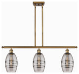 Ballston-Vaz 3-Light 36" Stem Island Light, 6"D Brushed Brass, Light Smoke