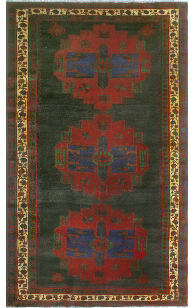 Fine Vintage Distressed Toobah Charcoal/Burgundy Rug, 5'4x8'9