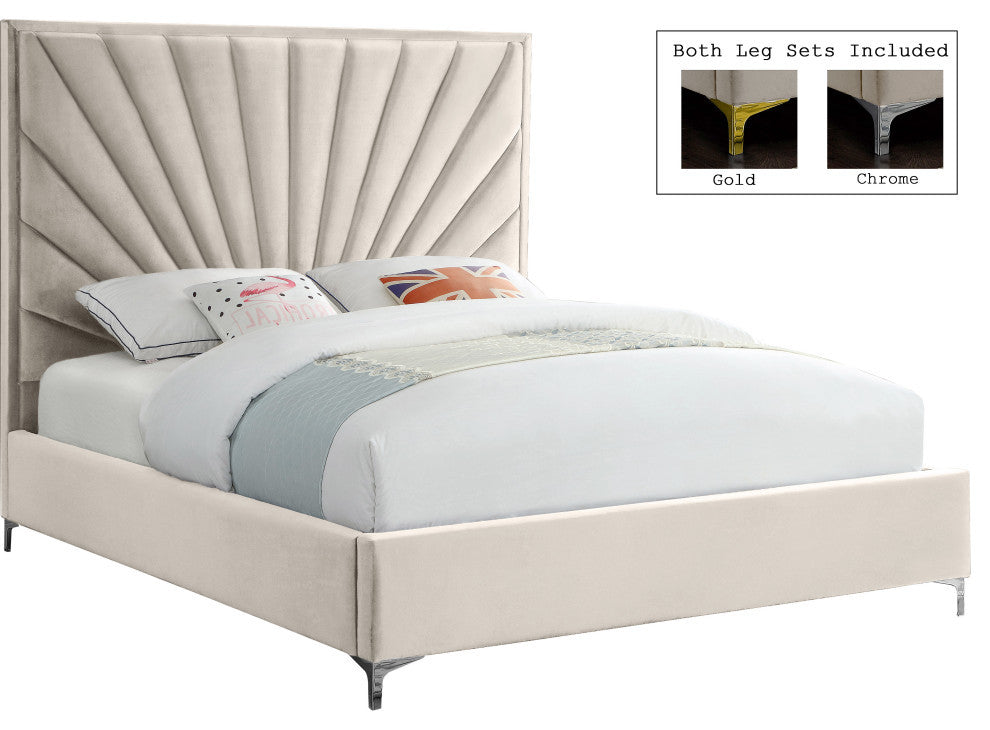 Eclipse Velvet Bed, Cream, Full