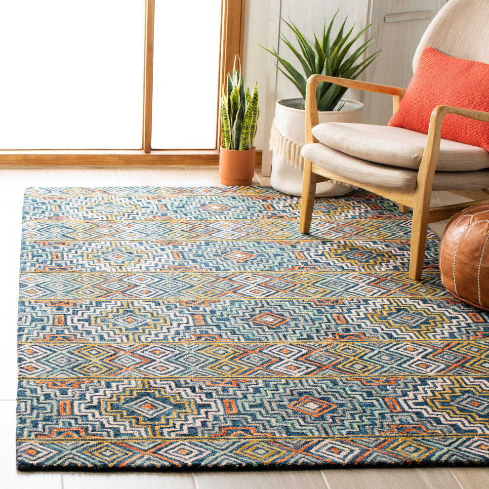Safavieh Aspen Collection APN273 Rug, Blue/Gold, 5'x8'