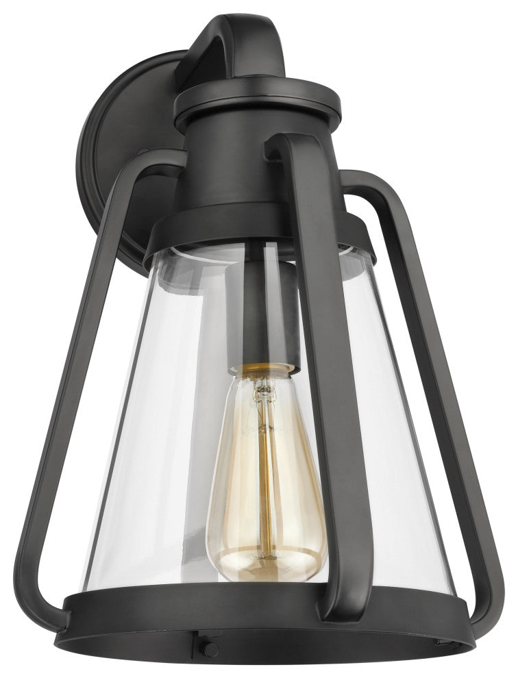 Everett 1-Light Large Wall Sconce, Matte Black With Clear Glass