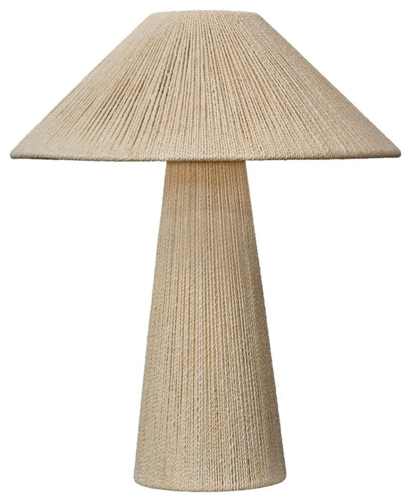 Modern Coastal Off White Jute Rope Covered Table Lamp 18 in Natural Tropical
