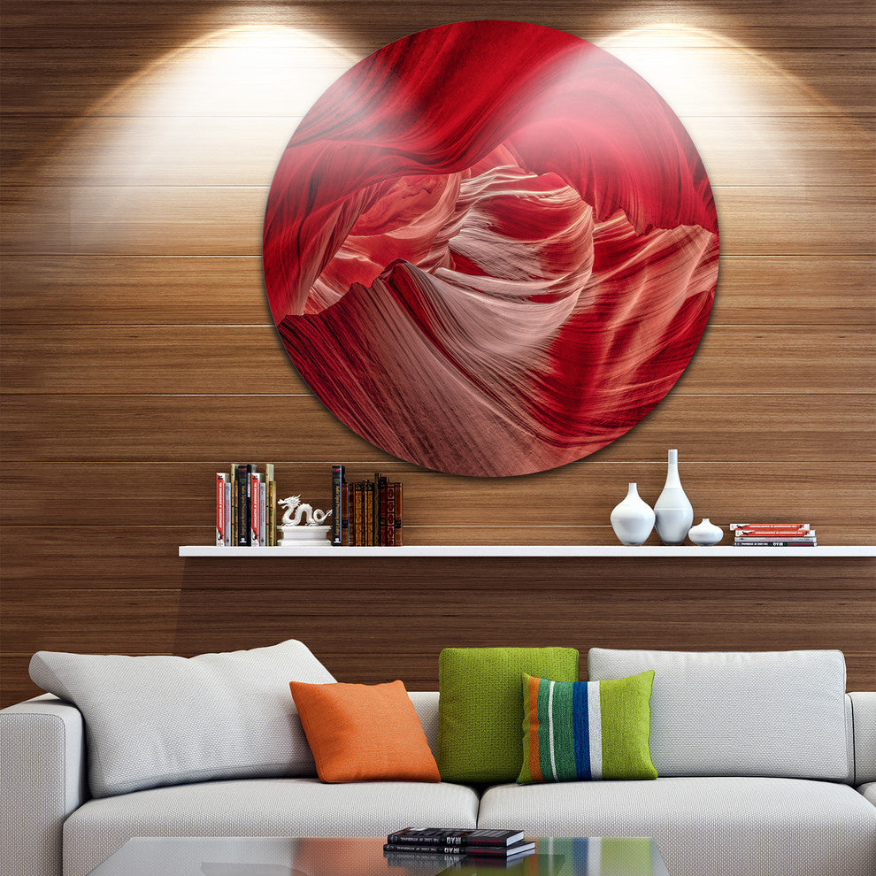 Red Shade In Antelope Canyon, Landscape Photo Round Wall Art, 11"