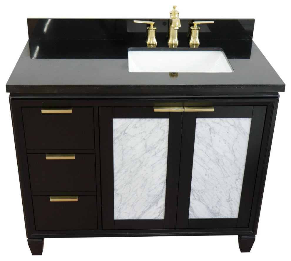 43" Single Vanity, Black Finish With Black Galaxy