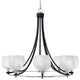 Paramount 8-Light Chandelier, Matte Black & Brushed Nickel, 6" White Marble