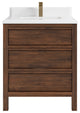 Elizabeth 30 Single Sink Bath Vanity in Dark Walnut Teak 1.5" White Quartz