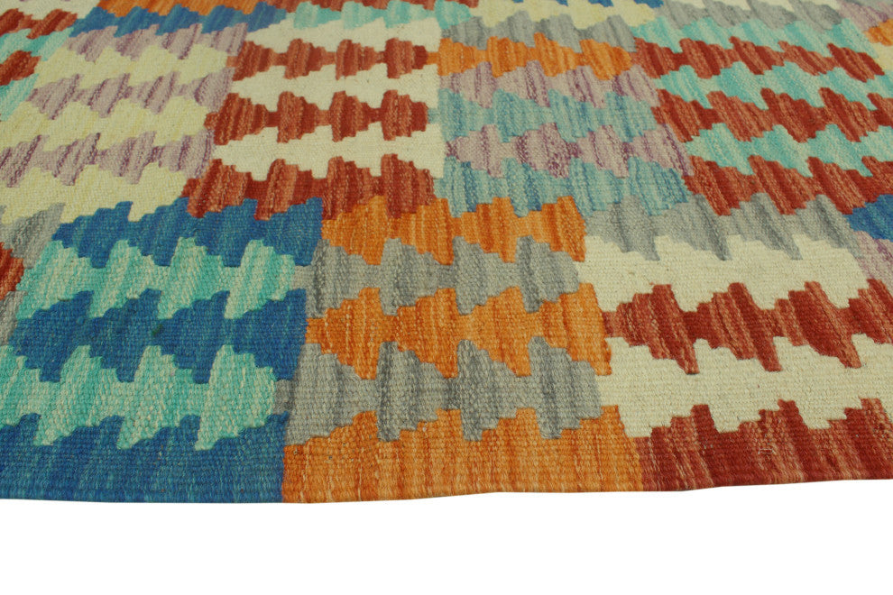 Sangat Kilim Madiana Orange/Blue Rug, 4'1x5'7
