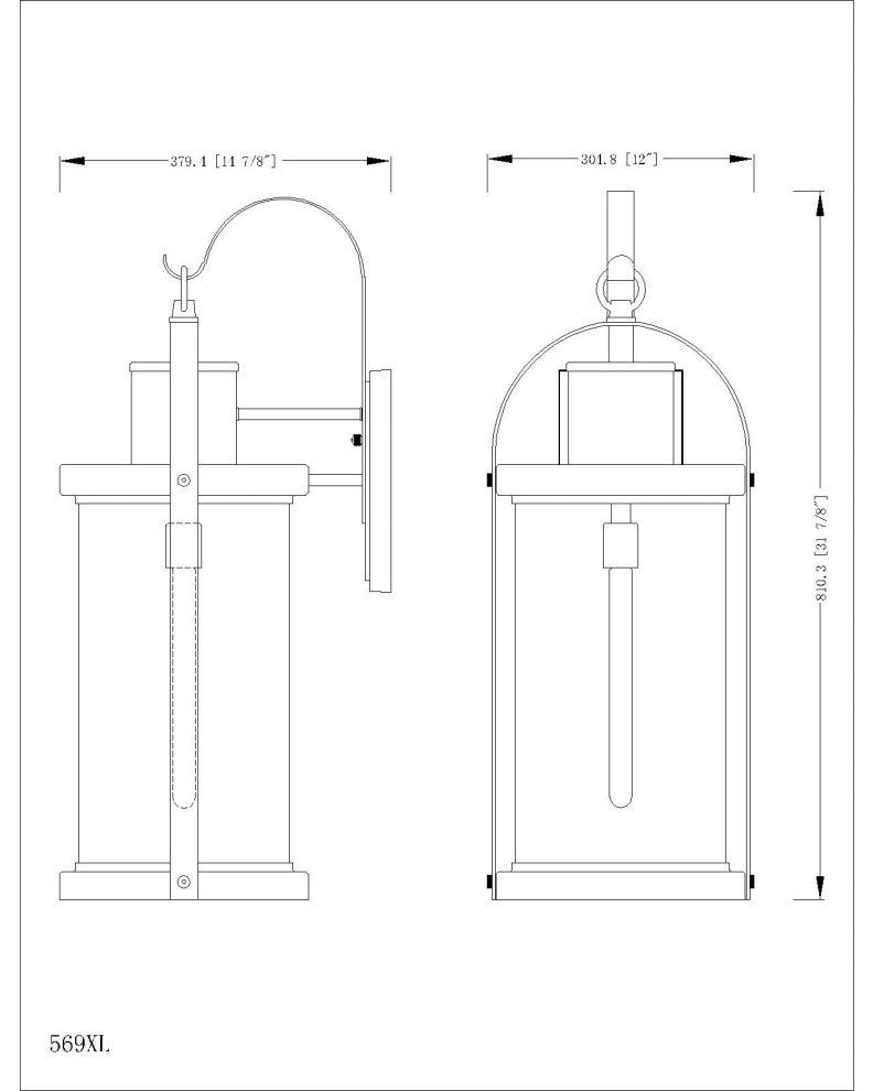 Z-Lite 569XL Roundhouse 32" Tall Outdoor Wall Sconce - Black