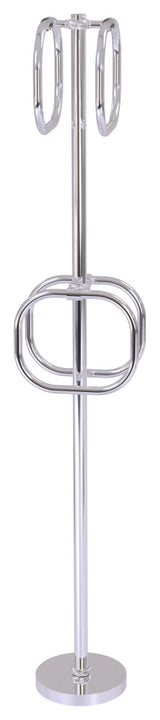 Towel Stand with 4 Integrated Towel Rings, Polished Chrome