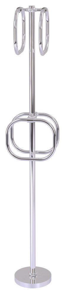 Towel Stand with 4 Integrated Towel Rings, Polished Chrome