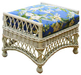 Bar Harbor Ottoman, White, Suede Fabric