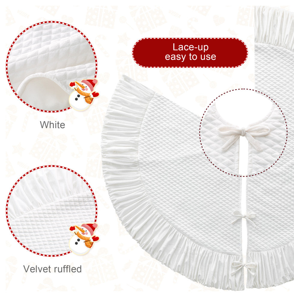 48''D Velvet Ruffled Christmas Tree Skirt