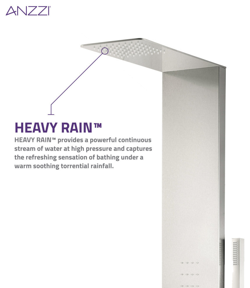 Collines Series 55 in. 2-Jetted Shower Tower With Heavy Rain Shower and Body