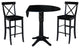 42" Round Pedestal Bar Height Table with 2 Bar Height Stools, Black