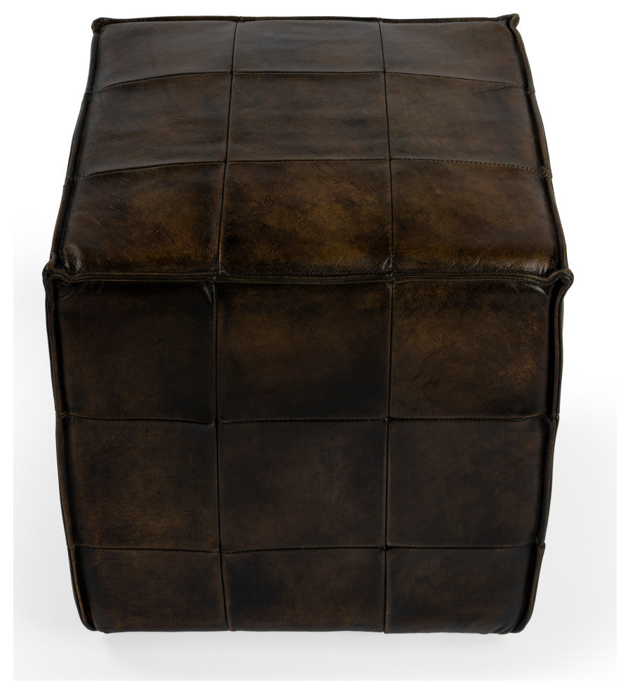 Butler Leon Dark Brown Leather Ottoman