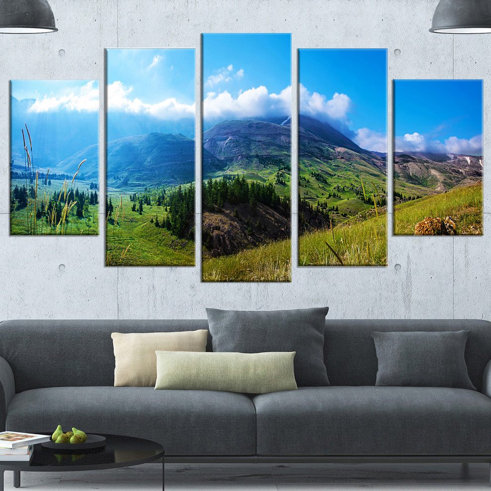 Mountain Landscape Panorama, Landscape Canvas Art Print, 60"x32", 5 Panels