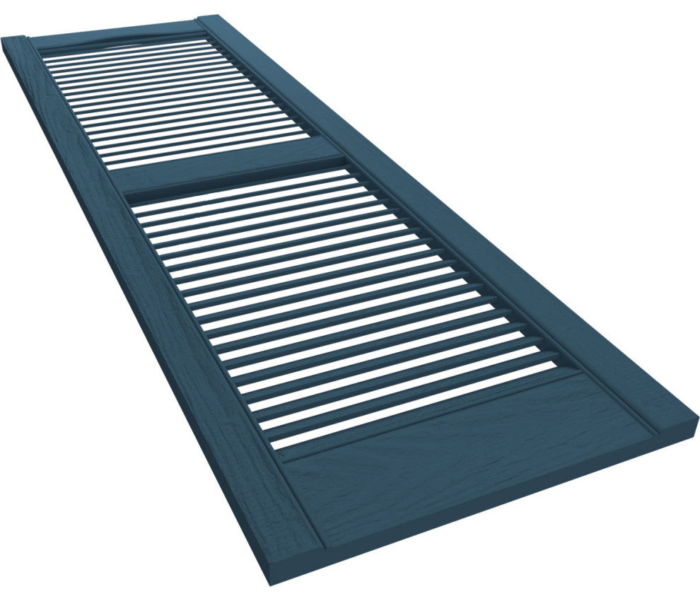 Standard Cathedral 2-Equal Louver Shutters, Classic Blue, 12"Wx43"H
