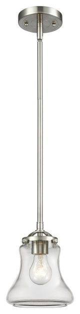 Bellmont 1-Light Mini Pendant, Brushed Satin Nickel, Clear