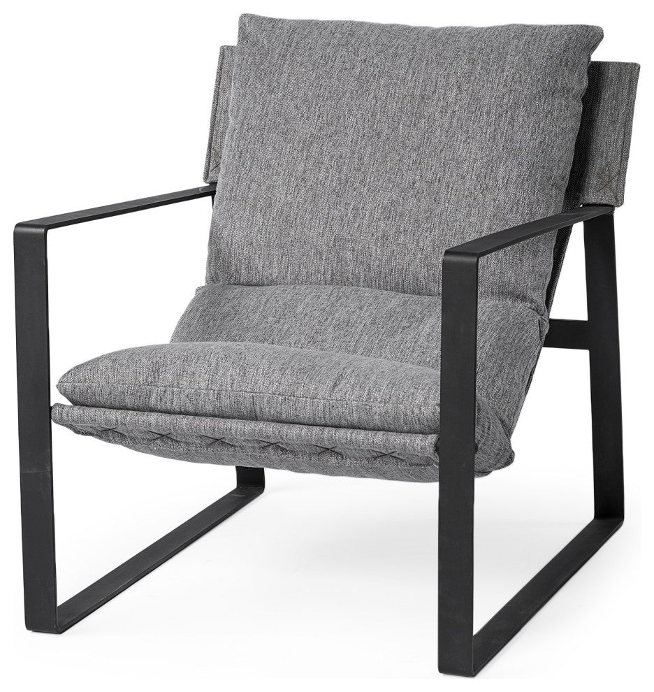 Stone Gray and Black Metal Sling Chair