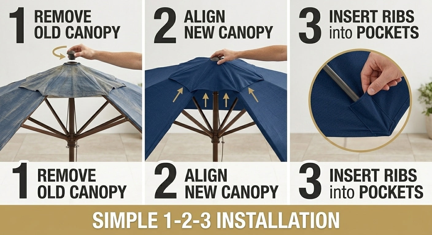 9' Round Universal Sunbrella Replacement Canopy, Jockey Red