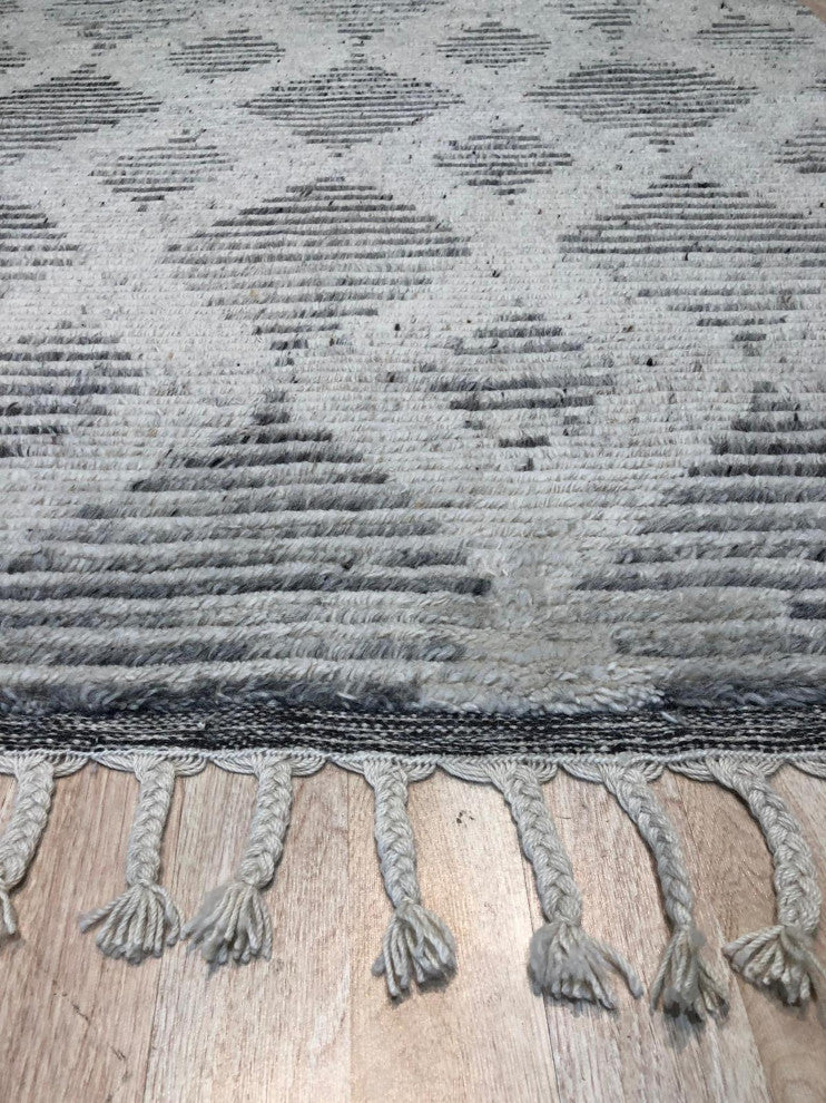 Hand-Knotted Wool Beige Transitional Modern Modern Knot Rug, 5'6x7'6
