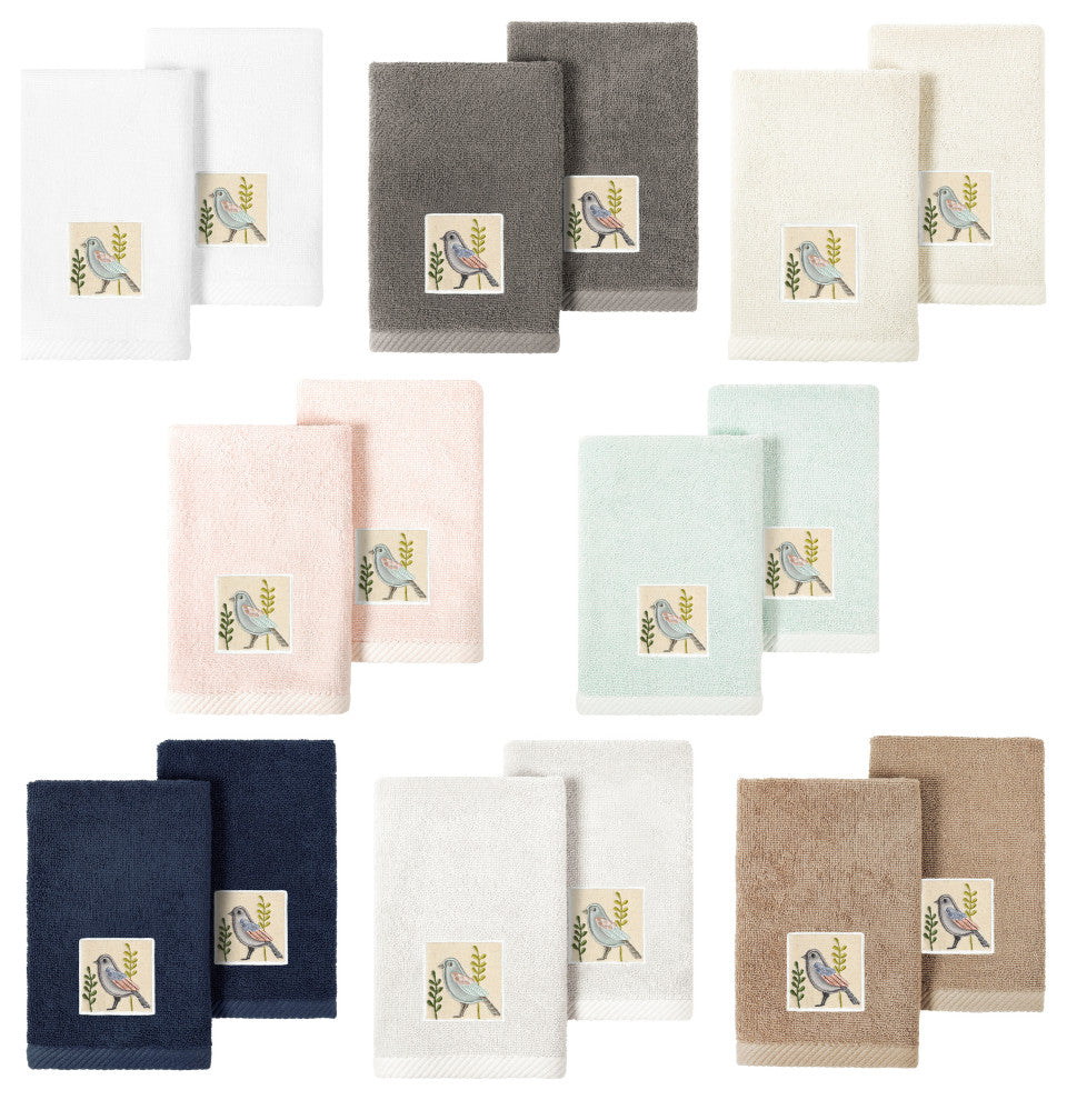 Linum Home Textiles 100% Turkish Cotton BELINDA 2PC Emb Fingertip Towel Set