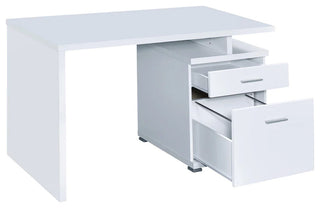 Benzara BM156222 Gorgeous white Wooden desk with cabinet