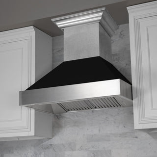 Ducted DuraSnow Stainless Steel Range Hood with Black Matte Shell