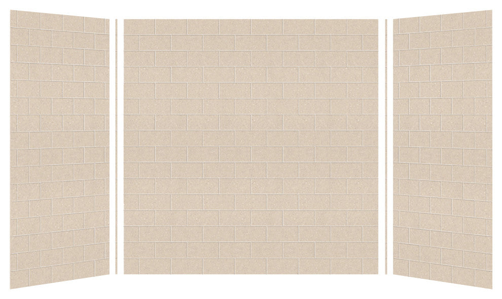Transolid SaraMar 36in X 60in X 60in Glue to Wall 3-Piece Tub Wall Kit, Cashew