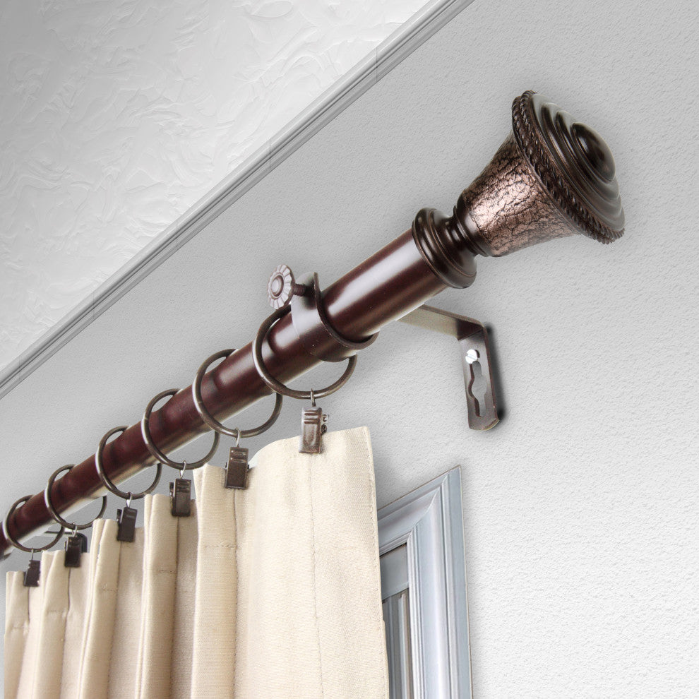 Urn 1" Curtain Rod, Bronze, 66"-120"