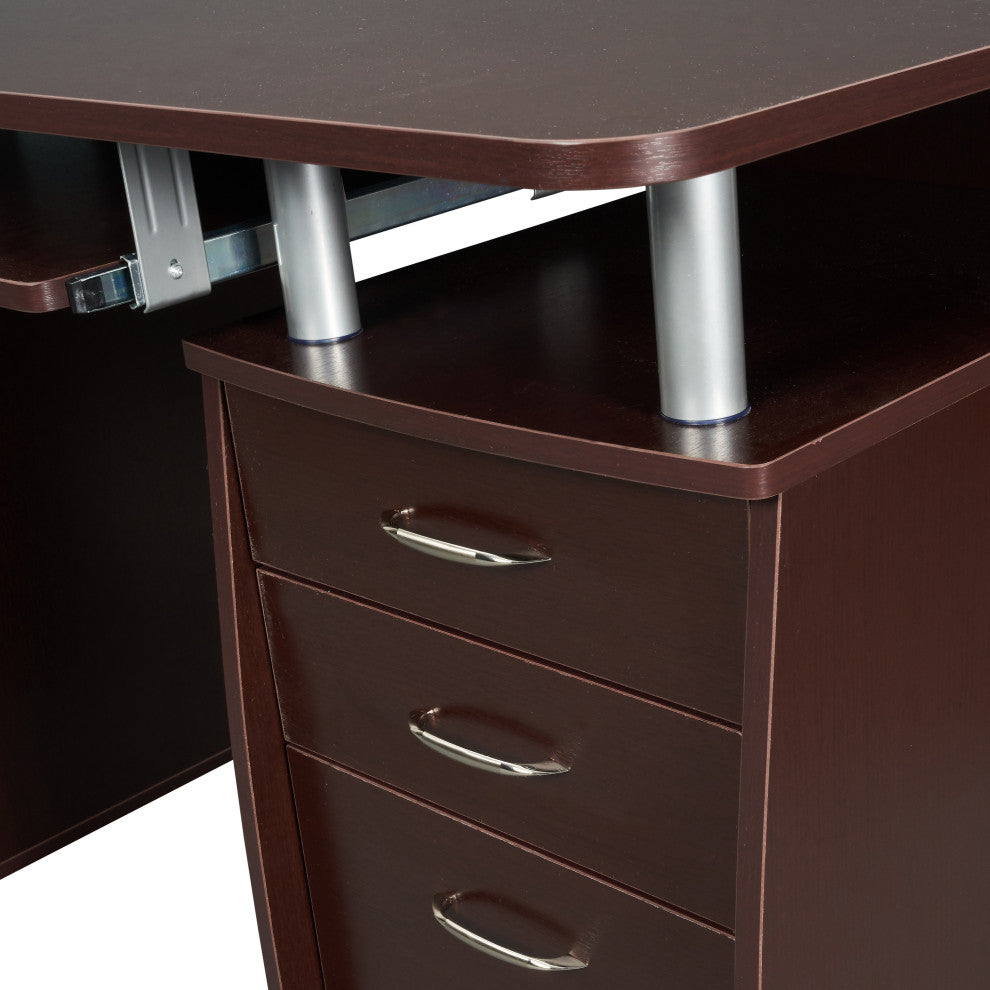 Techni Mobili Complete Workstation Computer Desk With Storage, Chocolate