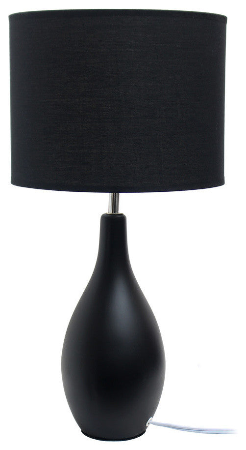 Simple Designs Oval Bowling Pin Base Ceramic Table Lamp, Black