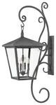 Hinkley Trellis Double Extra Large Wall Mount Lantern With Scroll, Aged Zinc