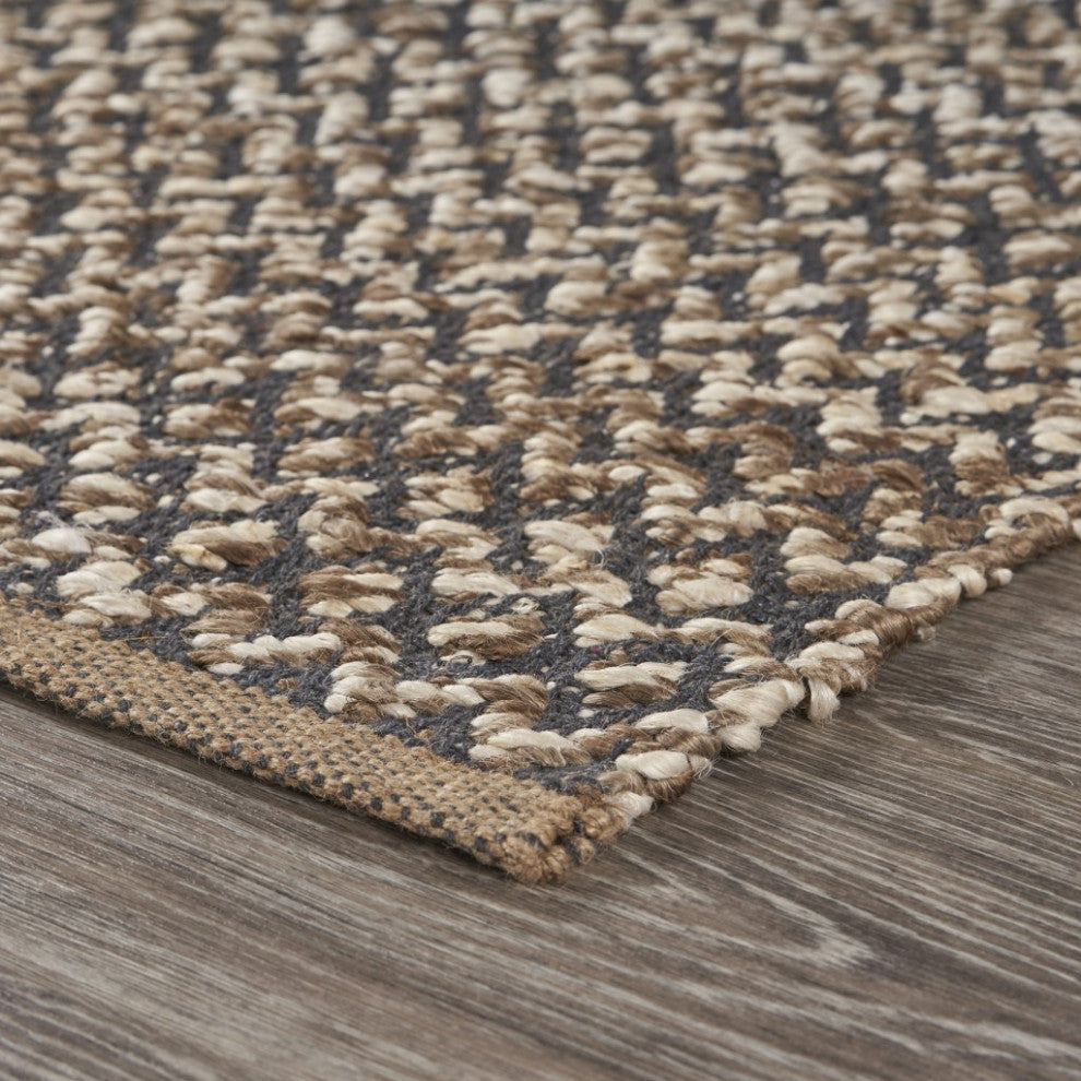 6'' Natural and Gray Chevron Hand Woven Jute Runner Rug
