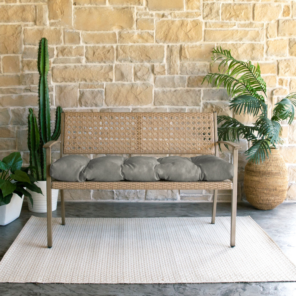 Sunbrella Canvas Indoor/Outdoor Tufted Bench Cushion, Charcoal, 55x18x2"