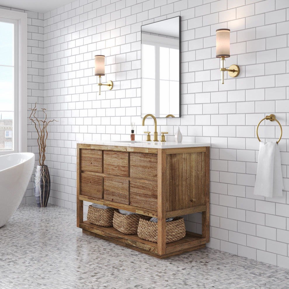 Oakman Marble Top Vanity in Mango Wood, 48