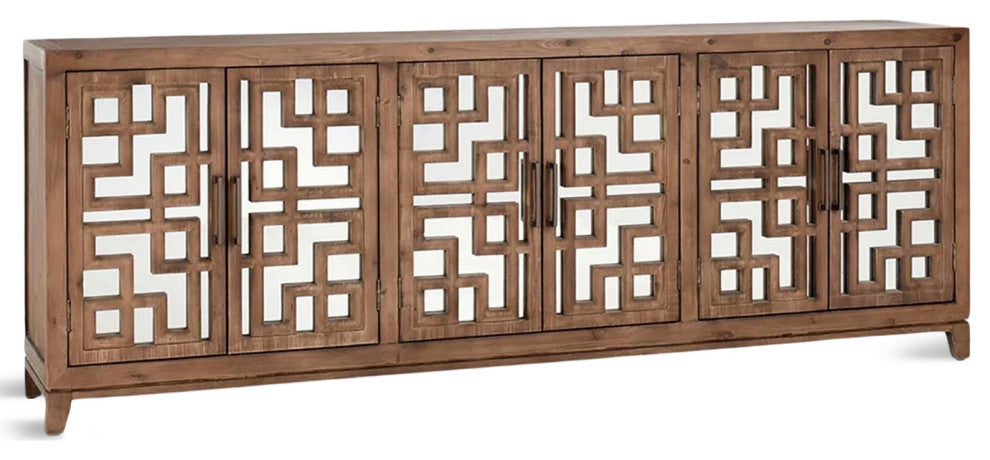 Chestnut Lattice Mirrored Sideboard