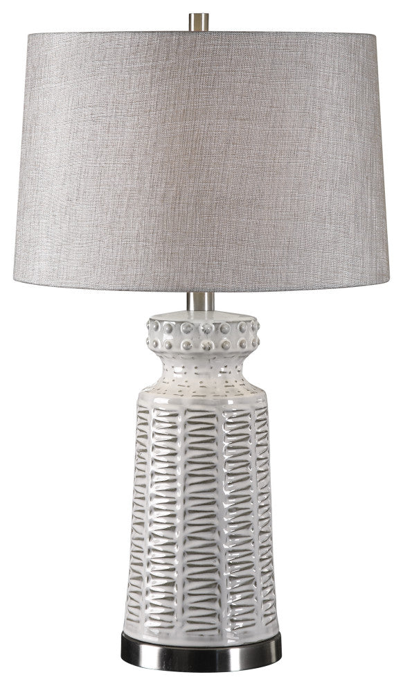 Uttermost Kansa Distressed White Table Lamp