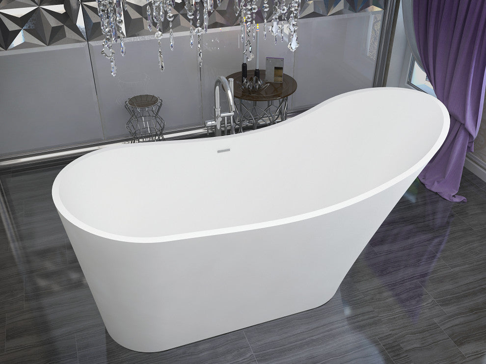 ANZZI Tuasavi 5.6-ft Solid Surface Freestanding Tub, Matte White