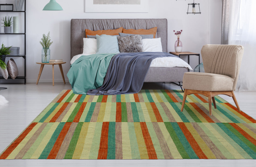 Hand-Woven Winchester Kilim Candis Ivory/Rust Rug, 8'2x11'6