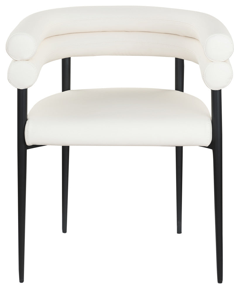 Lavina Upholstered Dining Chair, Cream, Vegan Leather, Set of 2