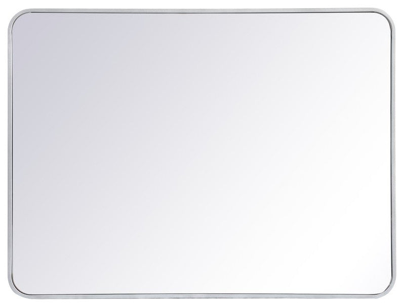 Ellis Soft Corner Metal Rectangular Mirror, Silver, 30"x40"