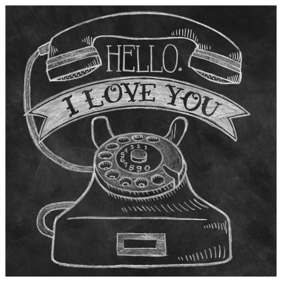 "Hello I Love You Chalk" Digital Paper Print by Mary Urban, 32"x32"