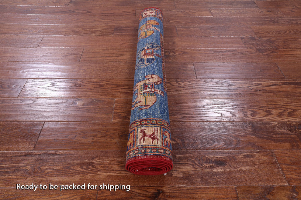 Hand-Knotted Antiqued Pazyryk Historical Design Rug 3' 3" X 5' 4" Q10941