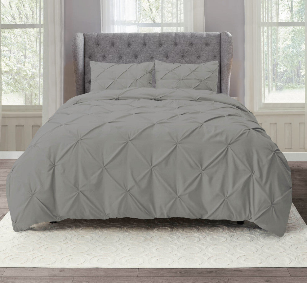 Organic Cotton 300 TC GOTS Certified 8 Internal Ties Fair Trad Pintuck Duvet Set