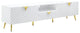 Benzara BM276248 79" Modern TV Media Entertainment Center, 2 Doors, White/Gold