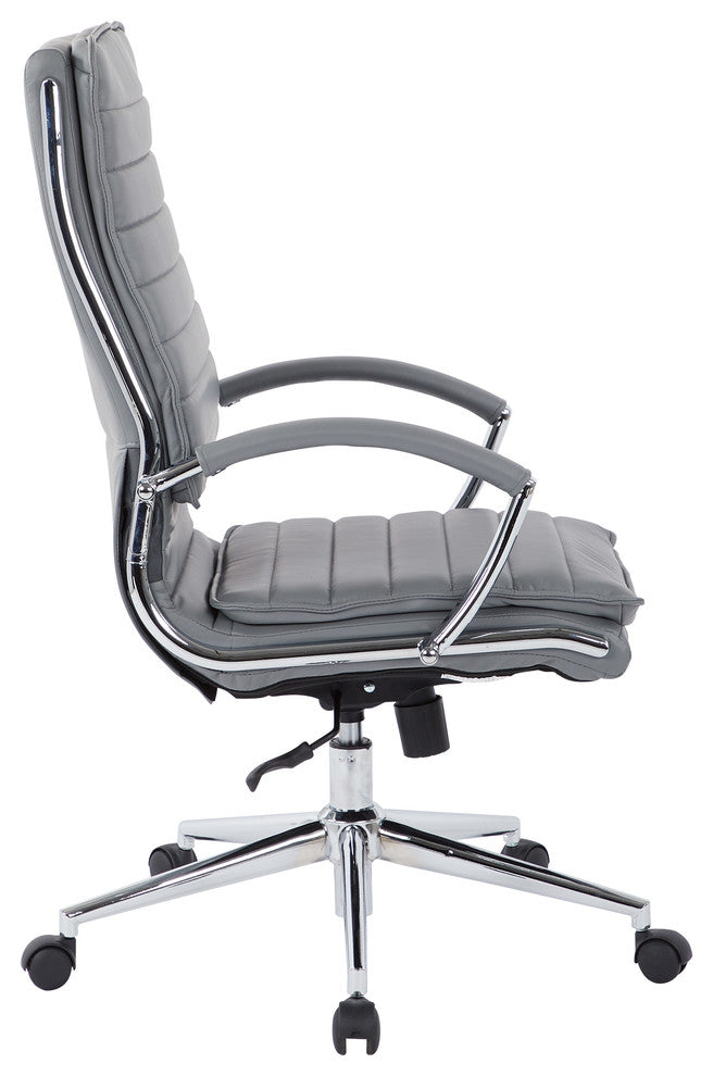 High Back Manager's Faux Leather Chair, Charcoal